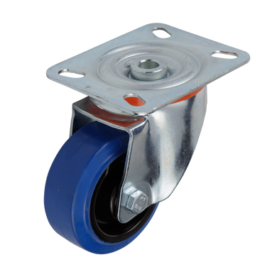 80mm Elastic Rubber Castor - Swivel Plate- 100kg Capacity