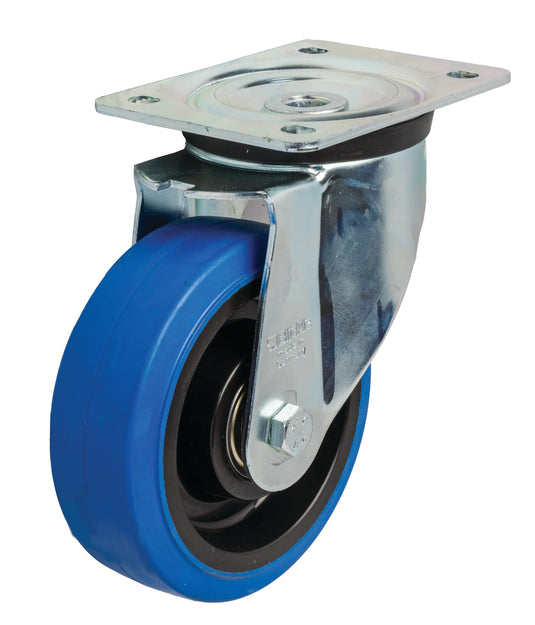 150mm Elastic Rubber Castor - Swivel Plate - 300kg Capacity