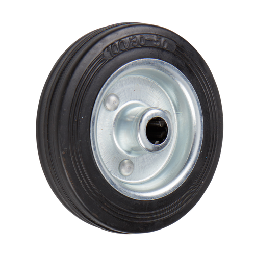 100mm Rubber Wheel - Roller Bearing - 50kg Capacity