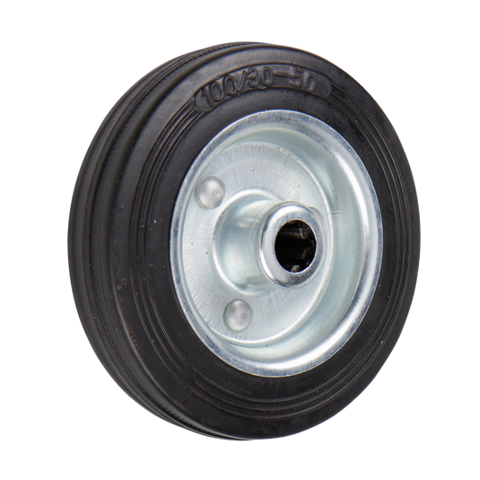 100mm Rubber Wheel - Roller Bearing - 50kg Capacity