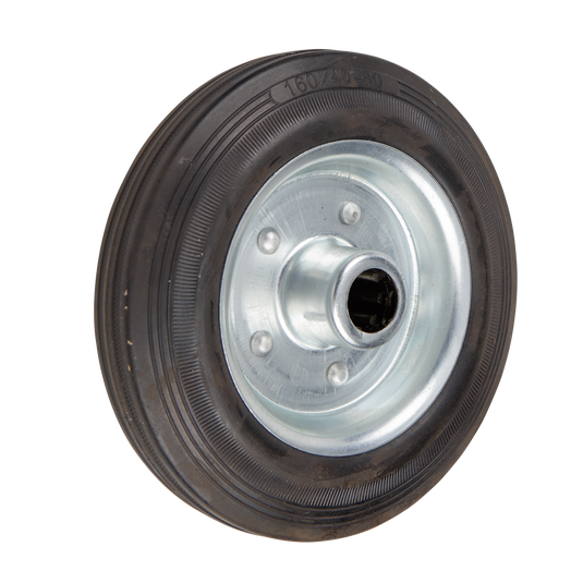 160mm Rubber Wheel - Roller Bearing - 135kg Capacity