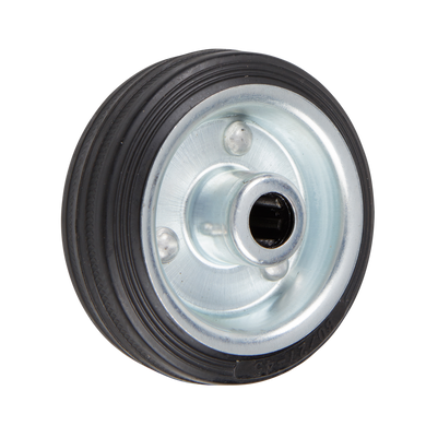 80mm Rubber Wheel - Roller Bearing - 50kg Capacity