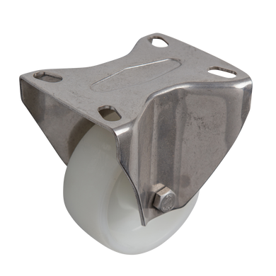 80mm Nylon Castor - Fixed Plate - 150kg - Stainless Steel
