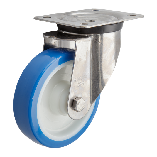 150mm Urethane Castor - Swivel Plate - 400kg - Stainless Steel