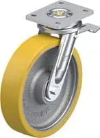 MXU - Swivel Plate & Brake 250mm Urethane & Cast Iron Hub Castor