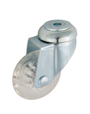 75mm Clear Urethane Castor - Swivel Bolt Hole - 60kg Capacity