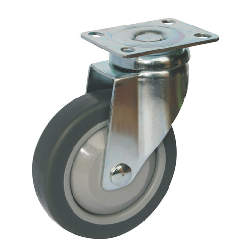 100mm Rubber Castor - Swivel Plate - 60kg Capacity