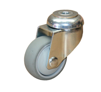 65mm Rubber Castor - Swivel Bolt Hole - 60kg Capacity