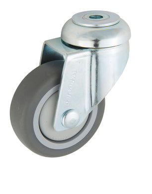 75mm Rubber Castor - Swivel Bolt Hole - 60kg Capacity