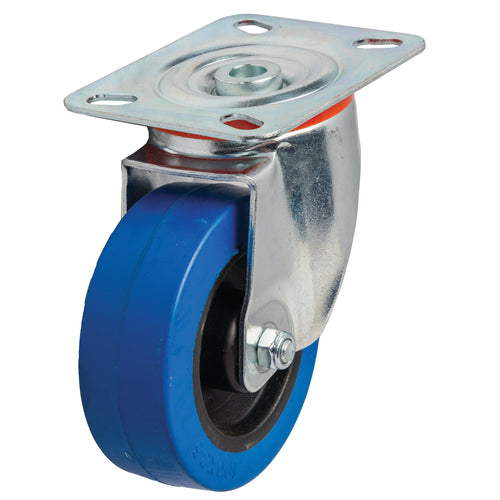 100mm Elastic Rubber Castor - Swivel Plate - 150kg Capacity