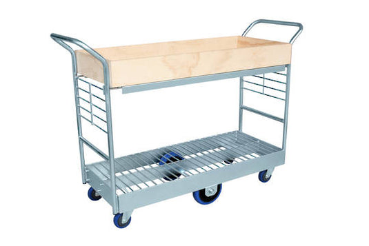 Platform Trolleys with 2 Tier Trays 1200x500mm - PTRD1200-2T-Ply