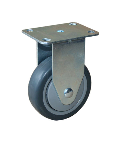 100mm Rubber Castor - Fixed Plate - 100kg Capacity