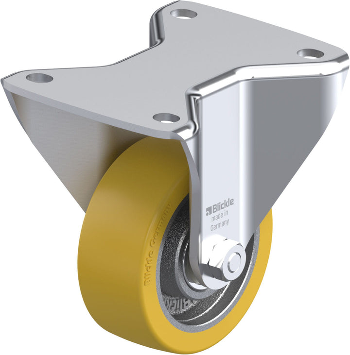 Fixed 100mm Urethane & Cast Iron Hub Castor MXU Series Wheelco