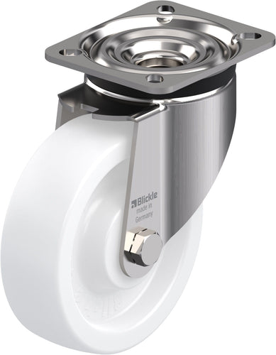 125mm Nylon Castor - Swivel Plate - 750kg - HD Stainless Steel